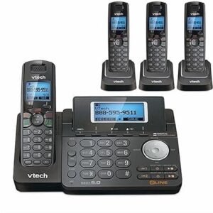 VTech DS6151-11 DECT 6.0 2-Line Expandable Cordless Phone + (3) DS6101-11 Accessory Handset, Black